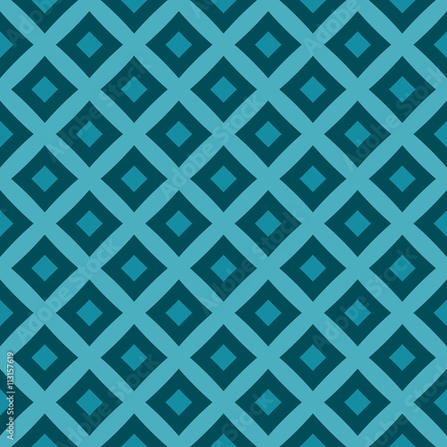 Trendy decorative seamless pattern with squares in blue shades