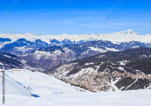 On the slopes of the ski resort of Meribel. Meribel Village Cent