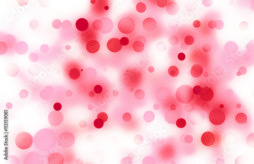 Simple red halftone bokeh effect abstract in on a white backgrou