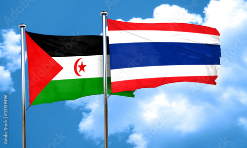 Western sahara flag with Thailand flag, 3D rendering