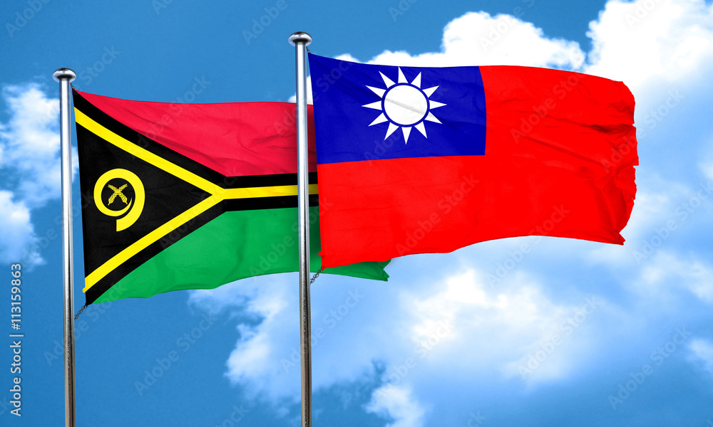 Vanatu flag with Taiwan flag, 3D rendering Vanatu flag with Taiwan flag, 3D rendering