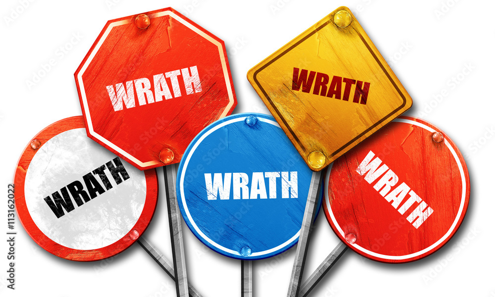 wrath, 3D rendering, street signs wrath, 3D rendering, street signs