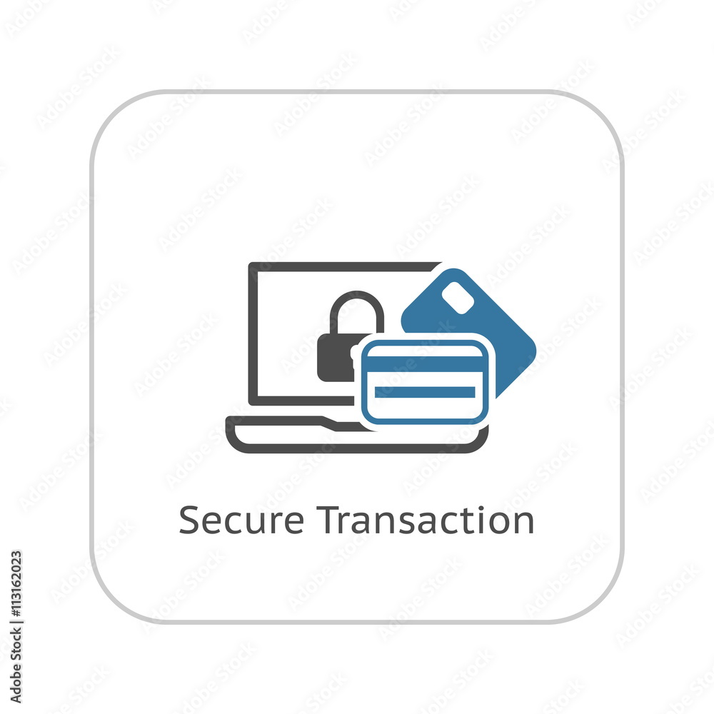 Secure Transaction Icon. Flat Design. Secure Transaction Icon. Flat Design.