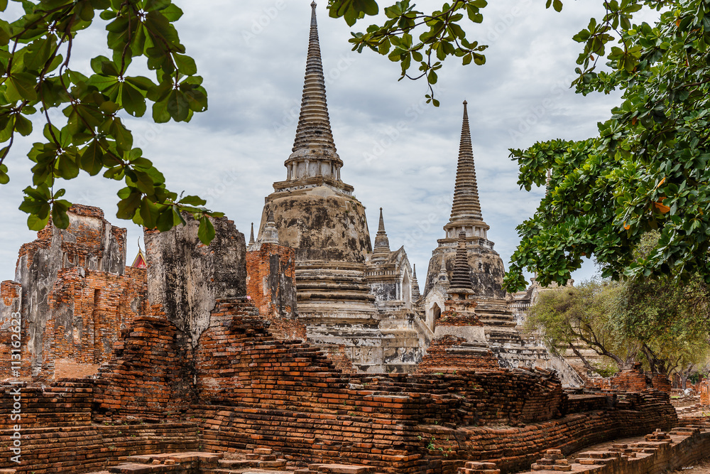 Wat Sri Sanphet landmark cultural organization UNESCO, which was registered as a World Heritage Ayutthaya, Thailand.