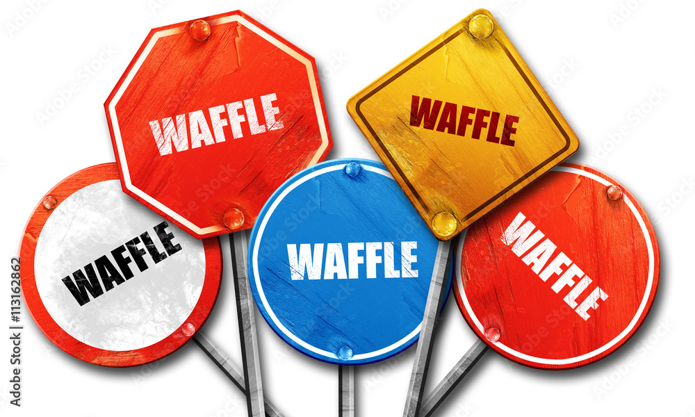 waffle, 3D rendering, street signs waffle, 3D rendering, street signs