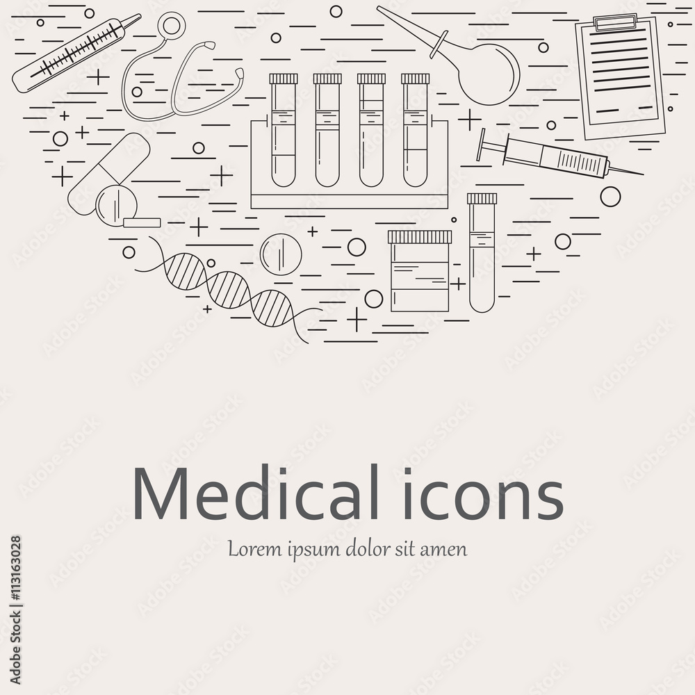 Medical and healthcare design element. Medical illustration made in line style vector.