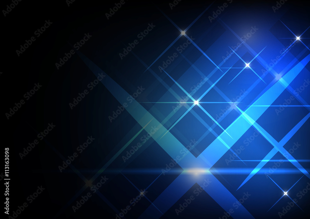 Vector : Glow cross symbol on blue background