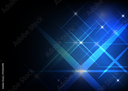 Vector : Glow cross symbol on blue background