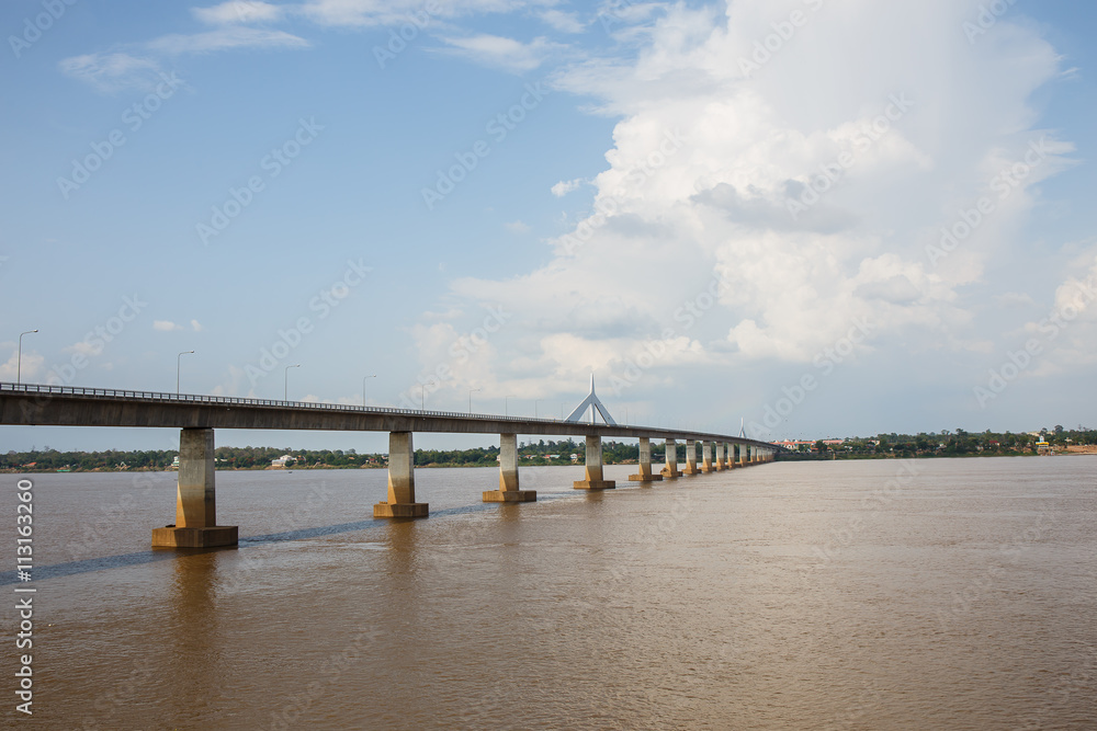 Bridge across the Mekong River in Mukdahan,Thailand