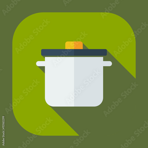Flat modern design with shadow icons saucepan