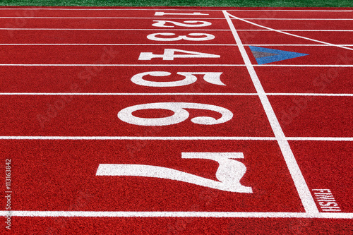 running track with marked lane numbers