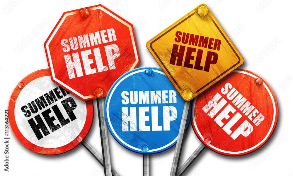summer help, 3D rendering, street signs