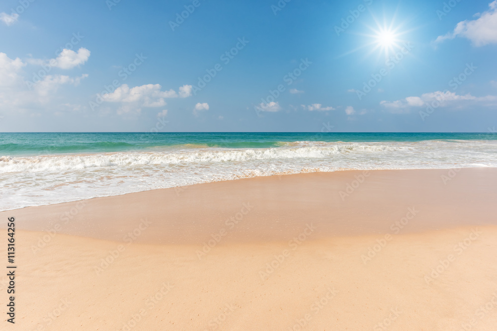 Beautiful beach and tropical sea, Wave of the sea on the sand beach, Beach