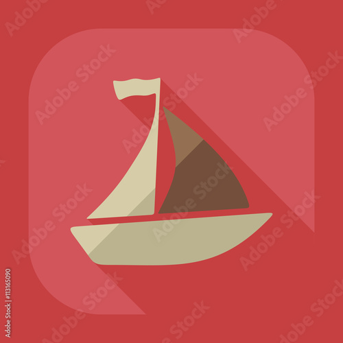 Flat modern design with shadow icon sailing ship