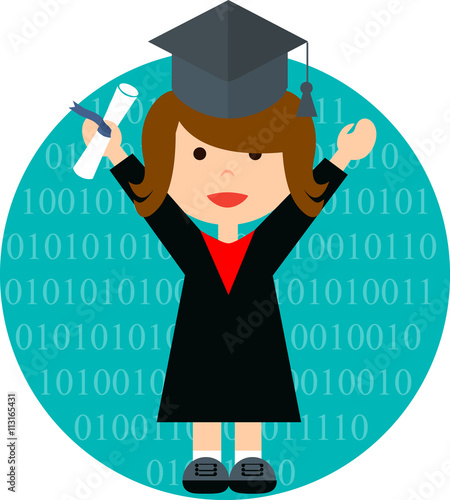 Graduate student (master/bachelor). Colorful flat illustration (icon)