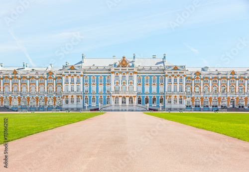 vivid summer view to Catherine palace in Pushkin, Russia.