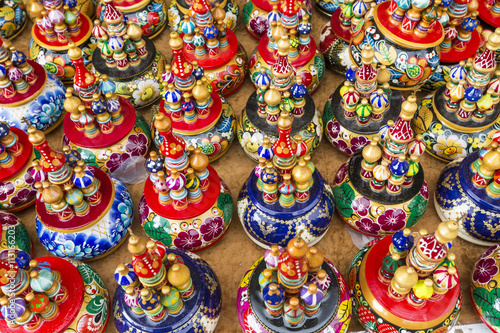 Very large selection of matryoshkas Russian souvenirs at the gift shop in Moscow © Curioso.Photography
