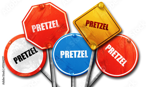 pretzel, 3D rendering, street signs