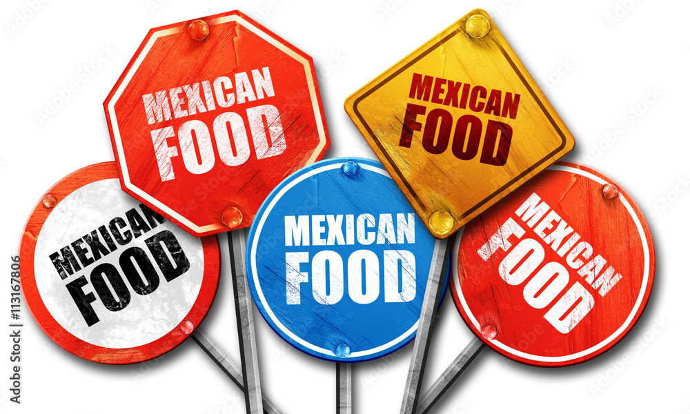 mexican food, 3D rendering, street signs