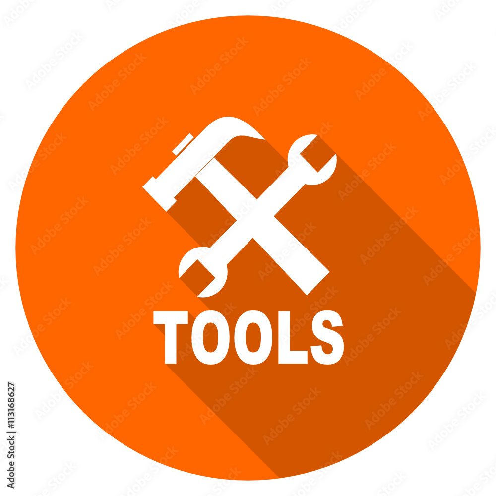 Obraz premium Flat design round orange tools vector icon