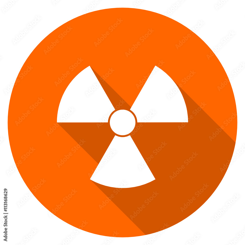 Flat design round orange radiation vector icon Flat design round orange radiation vector icon