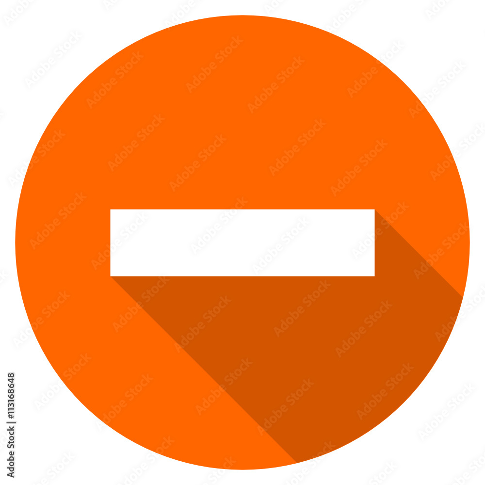Flat design round orange minus vector icon Flat design round orange minus vector icon