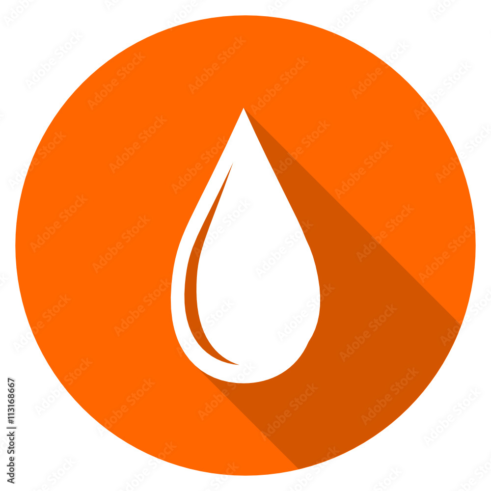 Flat design round orange water vector icon Flat design round orange water vector icon