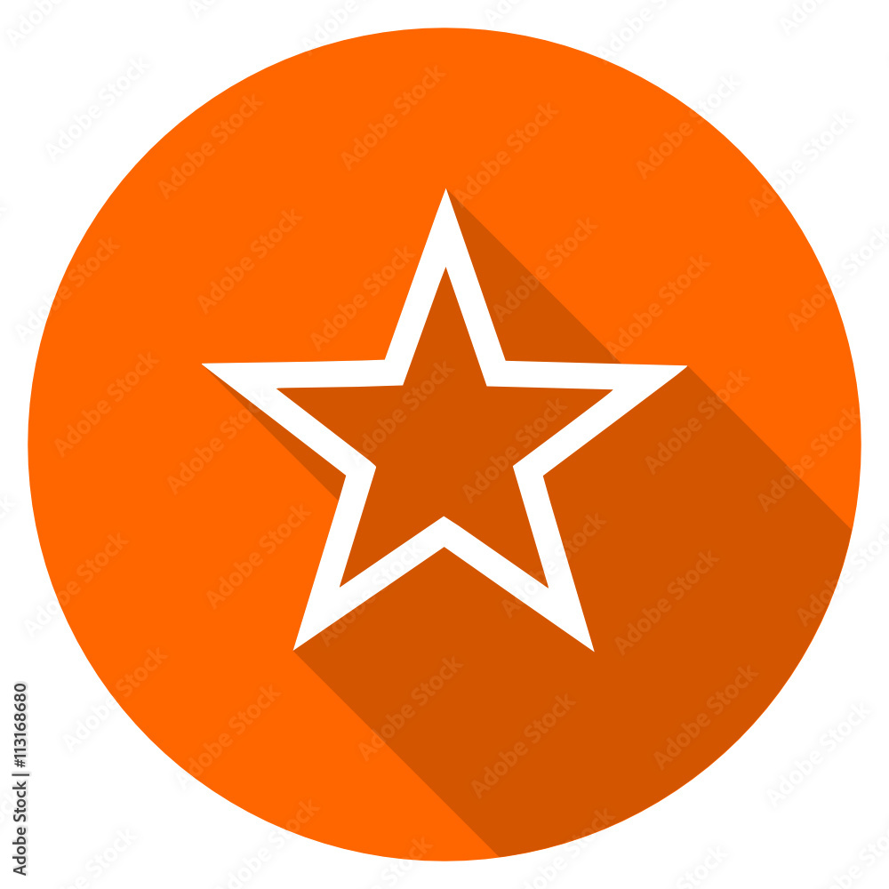 Flat design round orange star vector icon Flat design round orange star vector icon
