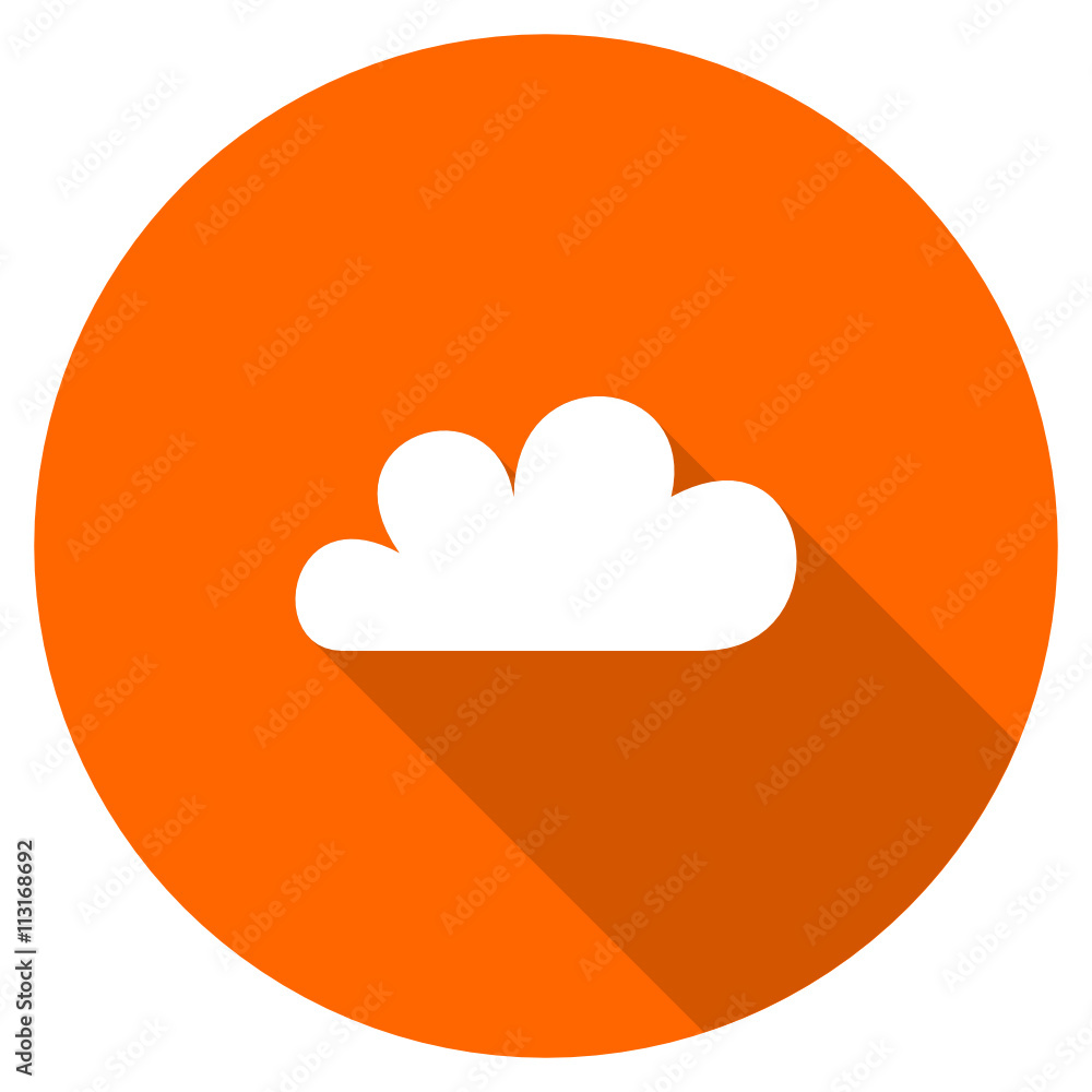 Flat design orange vector cloud web icon Flat design orange vector cloud web icon