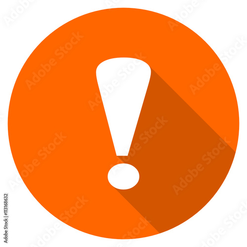 Flat design round orange attention vector icon