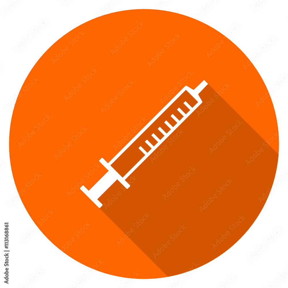 Orange flat design vector syringe icon Orange flat design vector syringe icon