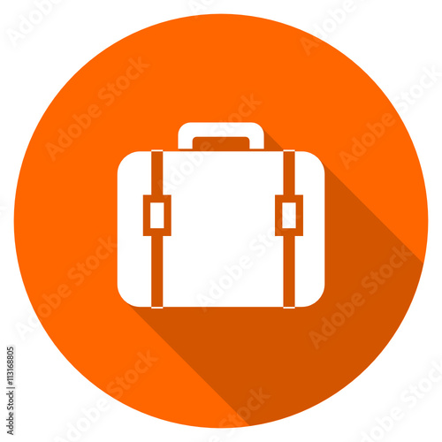 Flat design round orange vector baggage icon