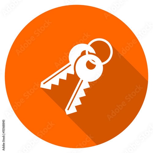 Flat design orange round keys vector icon