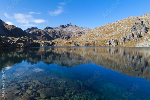 Small mountain lake in Italy mountains