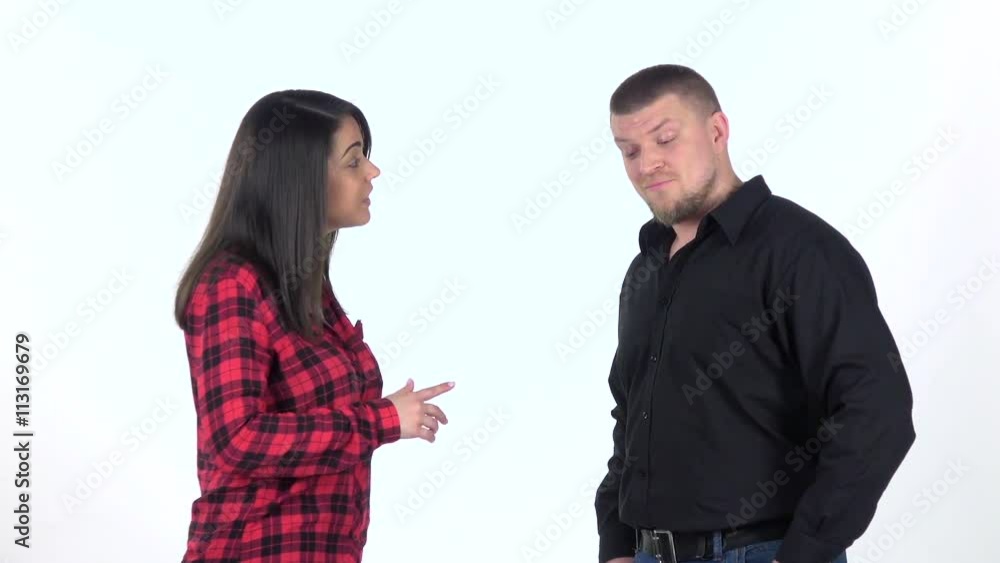 Woman shouts at the man and hit him in shoulder, Slow motion Woman shouts at the man and hit him in shoulder, Slow motion