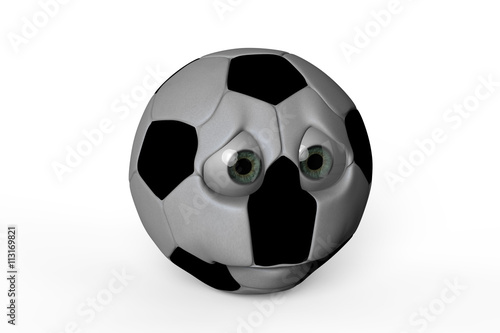 Sad looking footbal 3D rendering