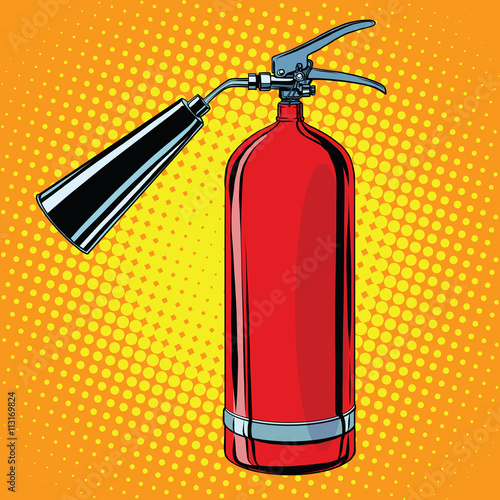 realistic red fire extinguisher pop art