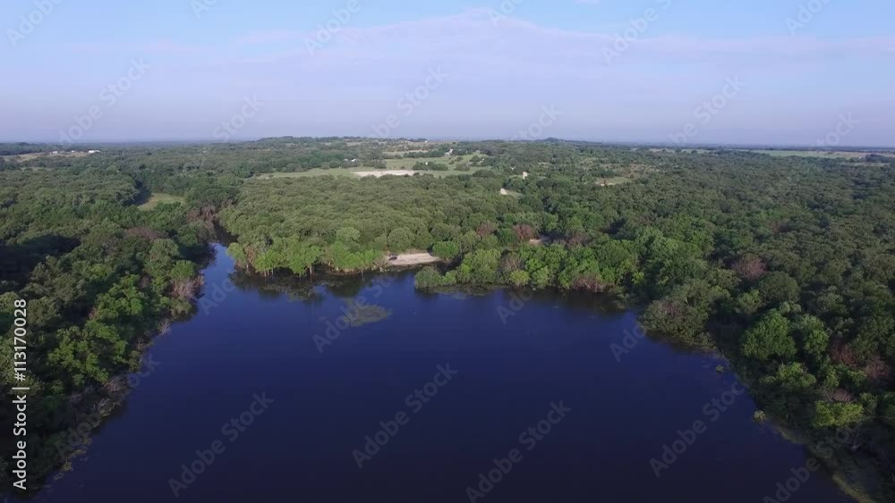 Aerial view over Black Creek Lake in LBJ Grasslands in Decatur Texas. Aerial view over Black Creek Lake in LBJ Grasslands in Decatur Texas.