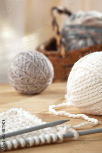 knitting needles and yarn