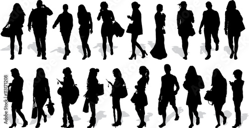 Set of 20 vectors silhouettes of people in action