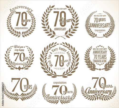 Anniversary Laurel wreath retro vintage collection 70 years