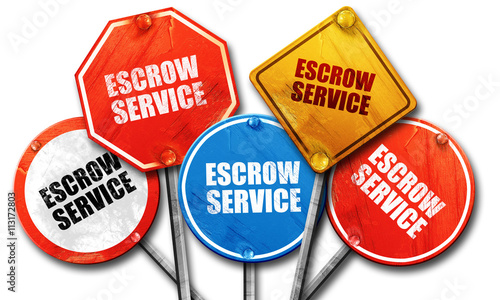 Canvas-taulu escrow service, 3D rendering, street signs
