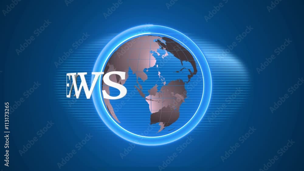 Broadcast news earth globe opening intro background. 4K Animation of seamless loop.