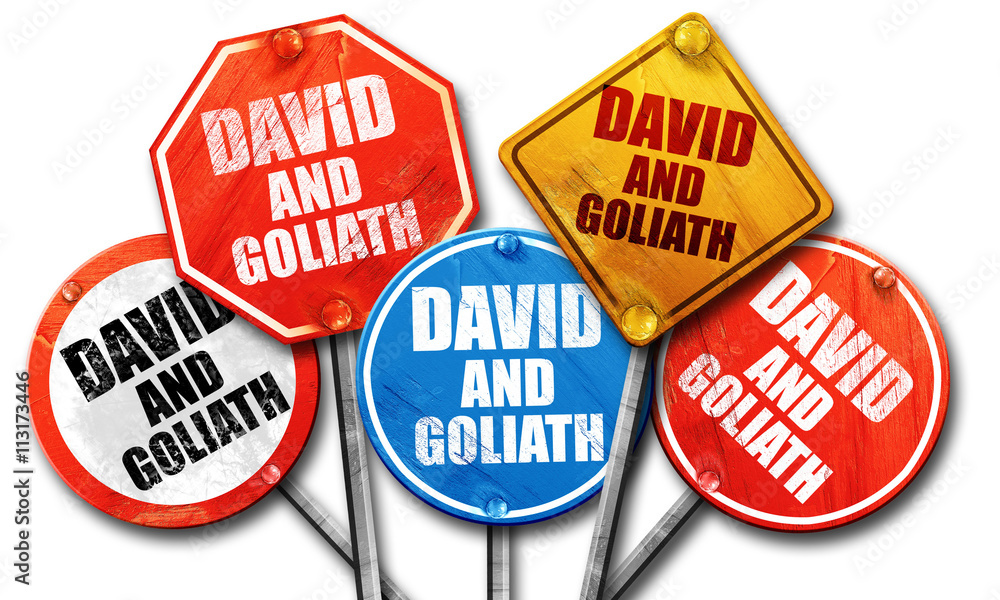 david and goliath, 3D rendering, street signs, 3D rendering, str david and goliath, 3D rendering, street signs, 3D rendering, str