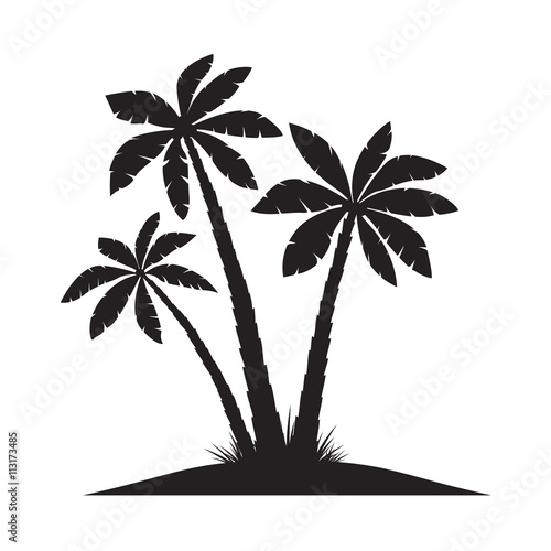 Set of Black Palm Trees. Vector illustration on white background