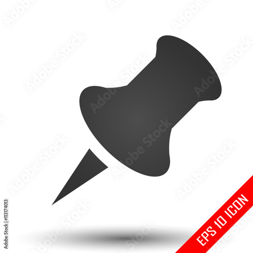 Push pin icon. Push pin sign. Simple flat logo of push pin on white background. Vector illustration.