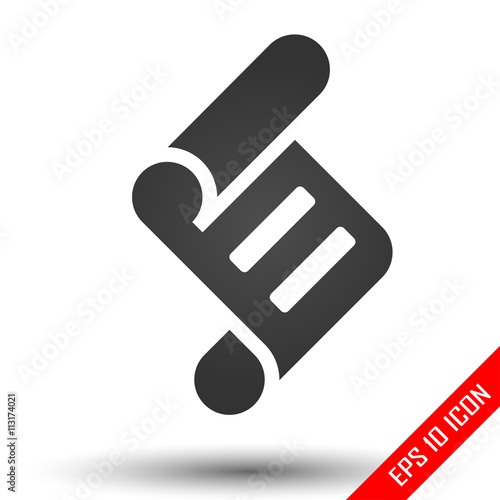 Scroll icon. Scroll sign. Simple flat logo of scroll on white background. Vector illustration.