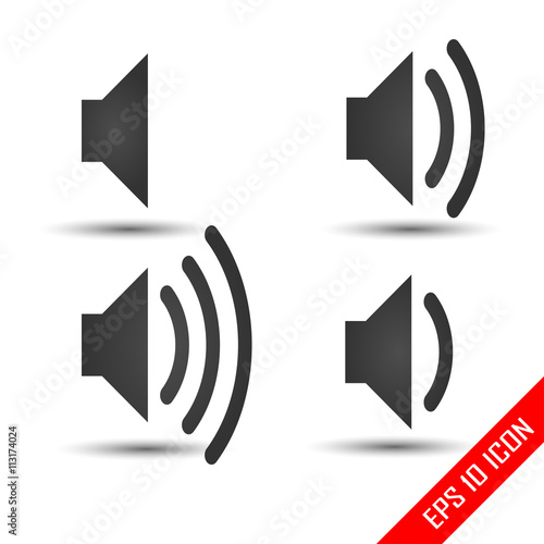 Speaker icon. Volume of sound signs set. Simple flat logo of speaker on white background. Vector illustration.