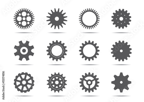 Set of grey gears. Vector Illustration.