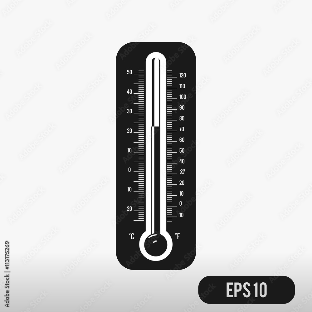 Thermometer icon Isolated on White Background. Black silhouette Thermometer icon Isolated on White Background. Black silhouette